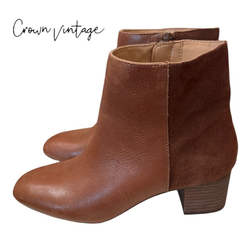 Crown Vintage Dominga Women's Tan Suede Leather Ankle Boots Booties 7.5